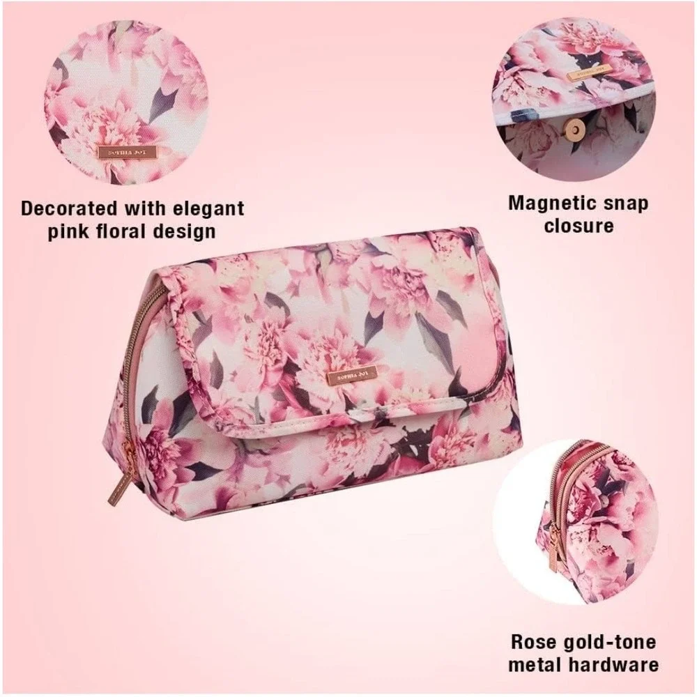 Sophia Art‎ Pink Peony Floral Travel Hanging Toiletry Makeup Organizer Bag